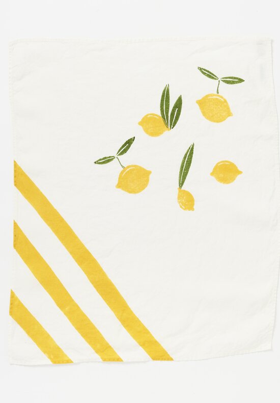 Stamperia Bertozzi Handmade Linen Kitchen Towel Sorrento Yellow	