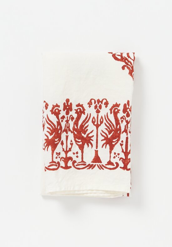 Stamperia Bertozzi Handmade Linen Kitchen Towel Rooster Coccio 2	