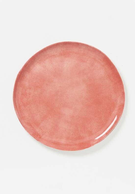Stamperia Bertozzi Handmade Porcelain Solid Painted Dinner Plate Rosso Chiaro	