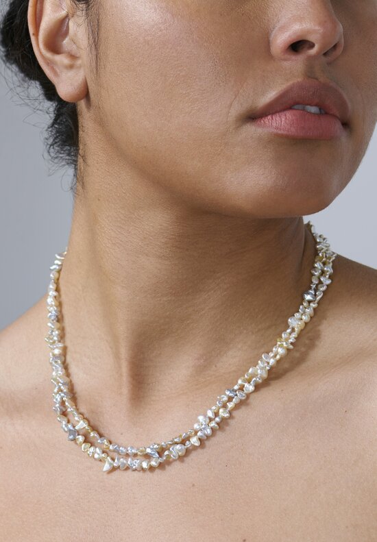 Denise Betesh Double Strand Keshi Pearl Necklace	