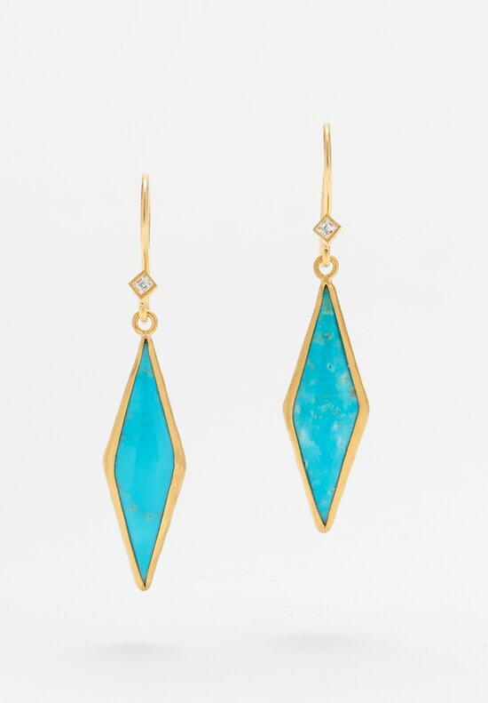 Lika Behar 24k, Kingman Turquoise and Diamond Kite Earrings	