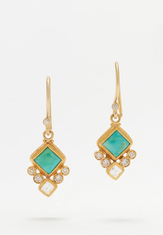 Lika Behar 24k, Kingman Turquoise and Diamond Earrings	