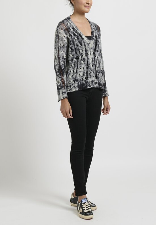 Avant Toi Loose Cable Knit Sweater in Cashmere Silk in Husky