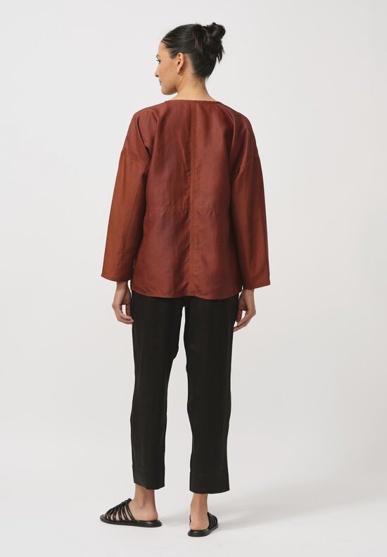 Noir Mud Silk Short Jacket in Rust Brown	
