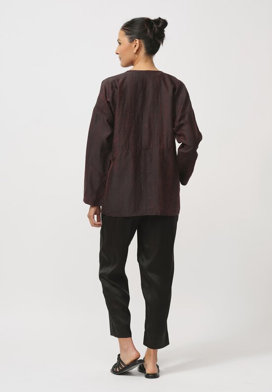 Noir Mud Silk Short Jacket in Brown & Red	