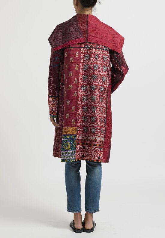 Mieko Mintz 4-Layer Jacquard Silk Kantha A-line Coat	