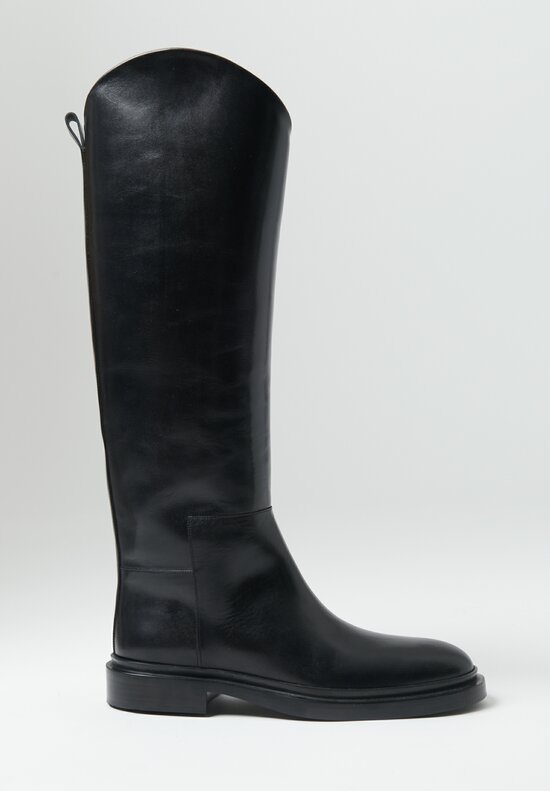 Jil Sander Royal Leather Riding Boots in Black