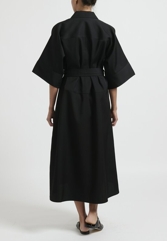 Jil Sander Wool Gabardine Dress in Black	