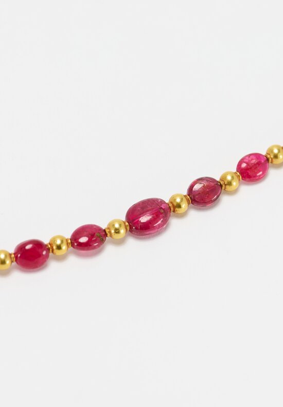 Greig Porter 18k Gold Bead, Ruby Necklace