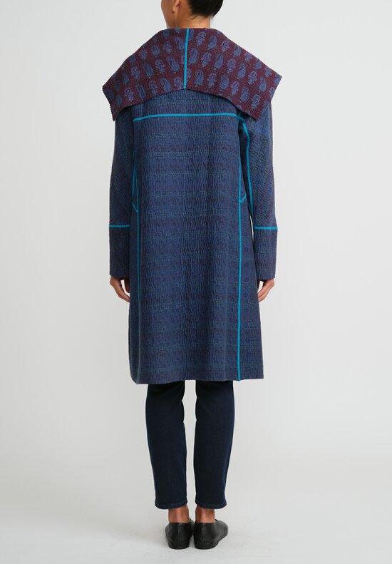 Mieko Mintz Overdyed Cotton A-Line Coat in Blue	