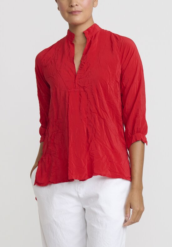 Daniela Gregis Washed Silk Pepe Kora Shirt in Red
