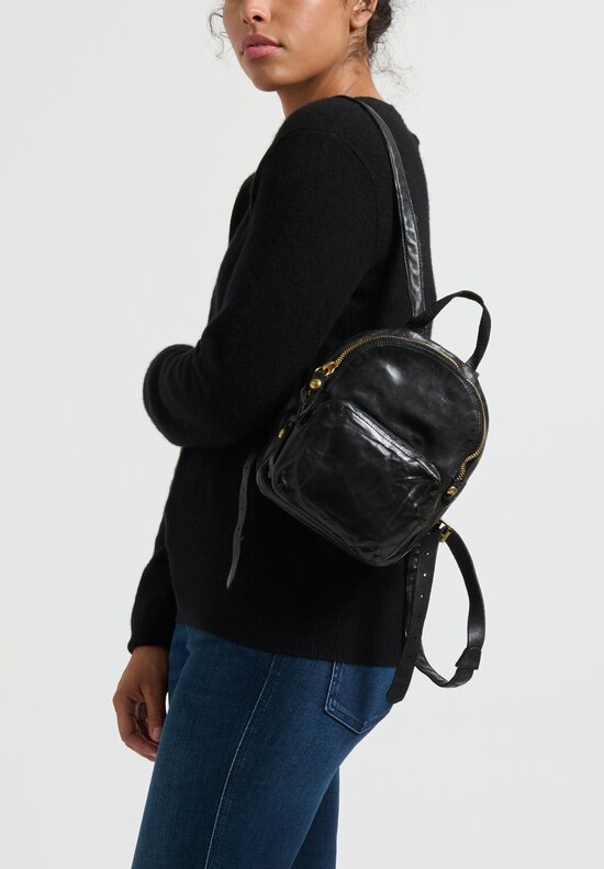 Campomaggi Small Leather Backpack in Black	