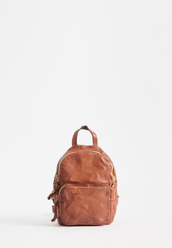 Campomaggi Small Leather Backpack in Cognac Brown	