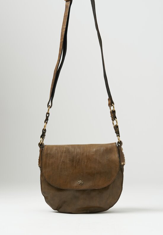 Campomaggi Leather Shoulder Bag with Flap in Military Brown	