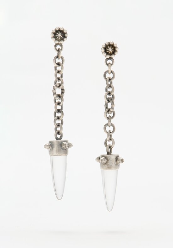 Miranda Hicks Rock Crystal Pendulum Drop Earrings	