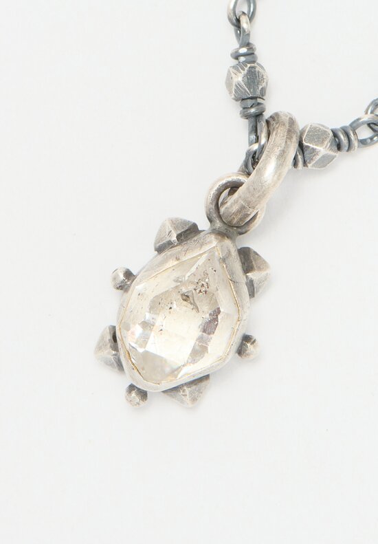 Miranda Hicks Studded Herkimer Diamond on Silver Rosary Chain	