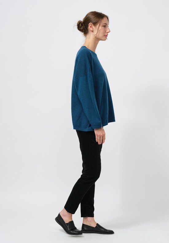 Hania New York Cashmere Sasha Short Sweater in Alpine Blue	