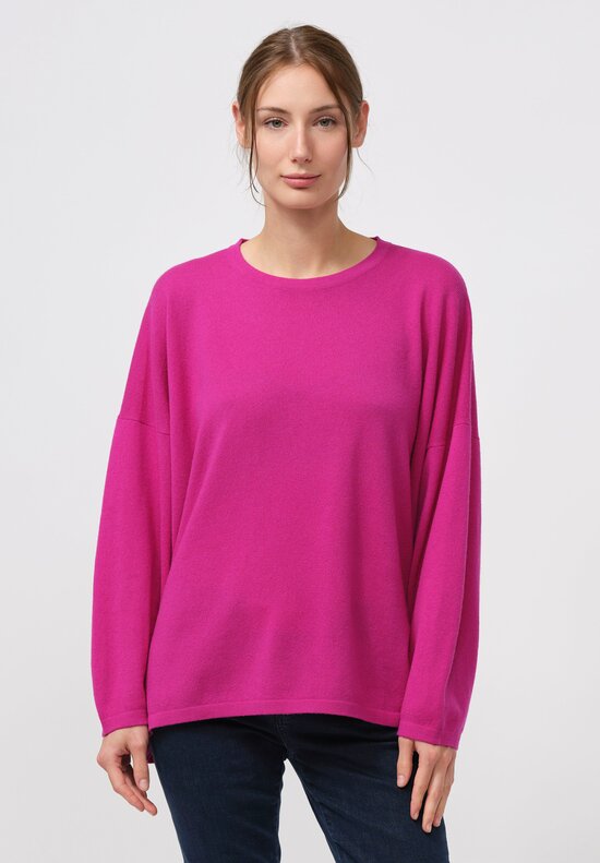 Hania New York Cashmere Sasha Short Sweater in Mischief Pink	