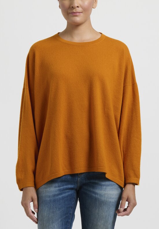 Hania New York Sasha Short Sweater in Scottish Cashmere in Spice Orange