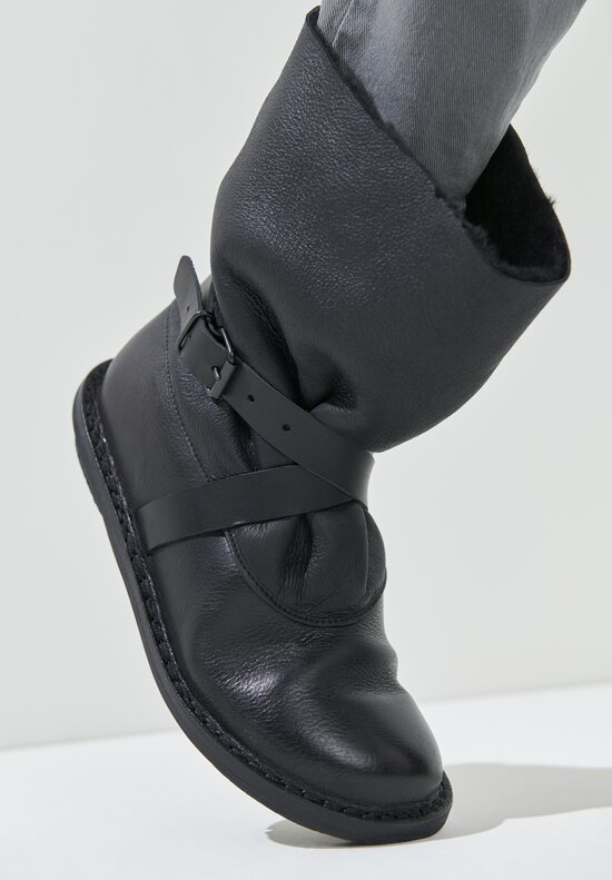 Trippen Snow Fur Lined Bootie in Black