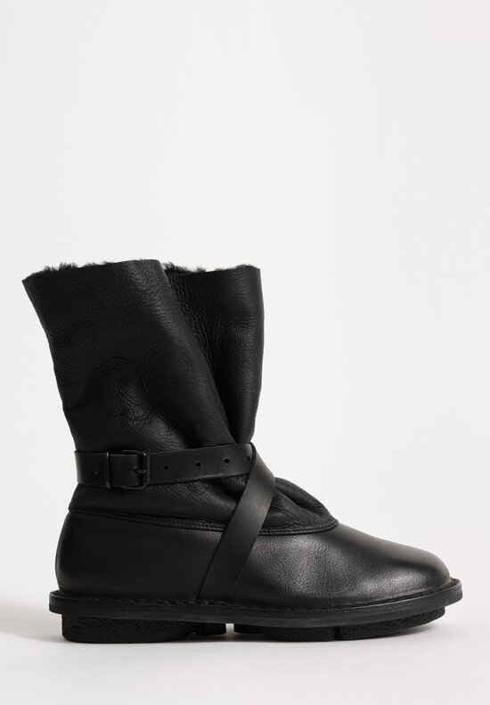 Trippen Snow Fur Lined Bootie in Black