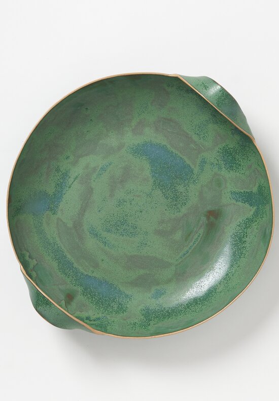 Laurie Goldstein Ceramic Large Bowl with Handles Green II	