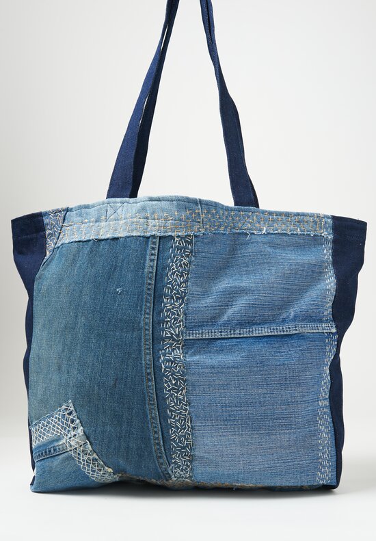 By Walid Cotton Denim Repatch Tote Bag	