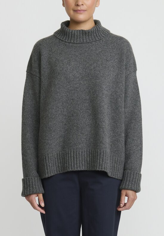 Jil Sander Cashmere High Neck Sweater in Medium Grey