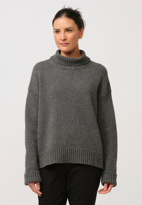 Jil Sander Cashmere High Neck Sweater in Medium Grey	