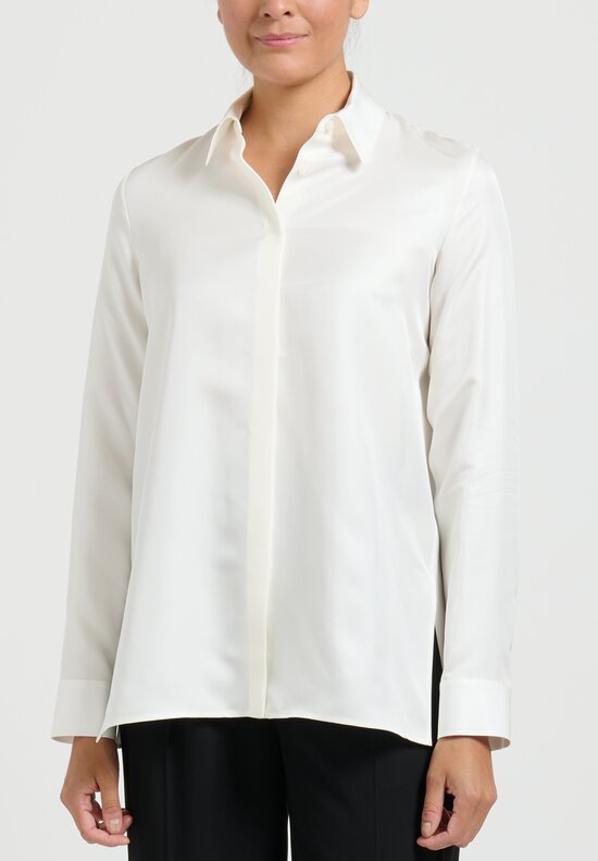 The Row Carla Blouse in Silk in White