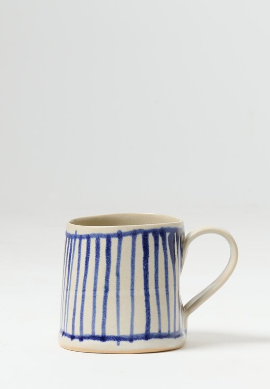 Laurie Goldstein Ceramic Patterned Mug Cream/Blue	