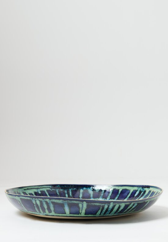 Laurie Goldstein Large Flat Patterned Bowl Blue/Green	