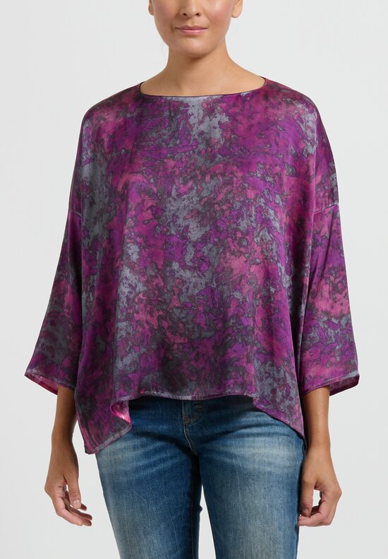 Avant Toi 3/4 Sleeve Silk Boreal Top in Orchid Pink