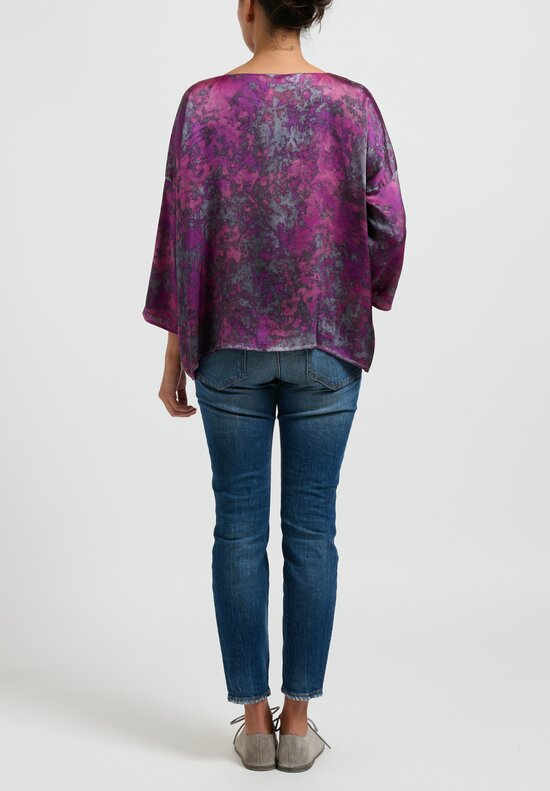 Avant Toi 3/4 Sleeve Silk Boreal Top in Orchid Pink