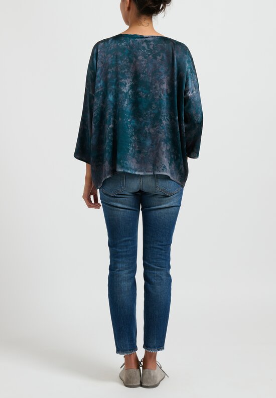 Avant Toi 3/4 Sleeve Silk Boreal Top in forest Green
