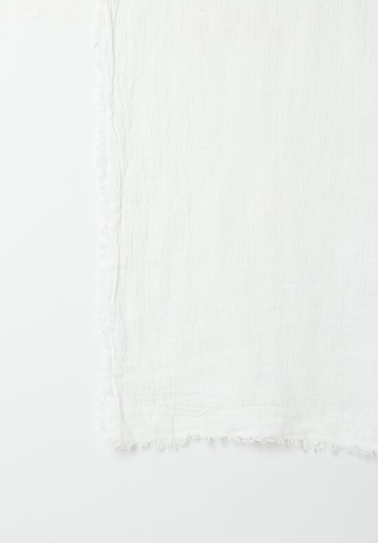 Maison de Vacances Washed Linen Crepon Fringed Throw Blanc	