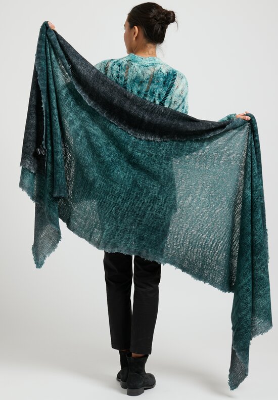 Avant Toi Handpainted Knit Scarf Nero Forest Green	
