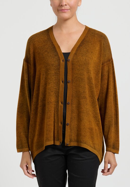 Avant Toi Hand-Painted Cashmere Cardigan in Nero Cantharellus Brown