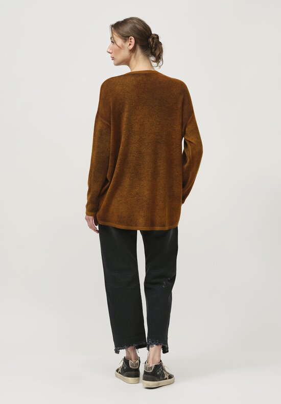 Avant Toi Hand-Painted Cashmere Cardigan in Nero Cantharellus Brown	
