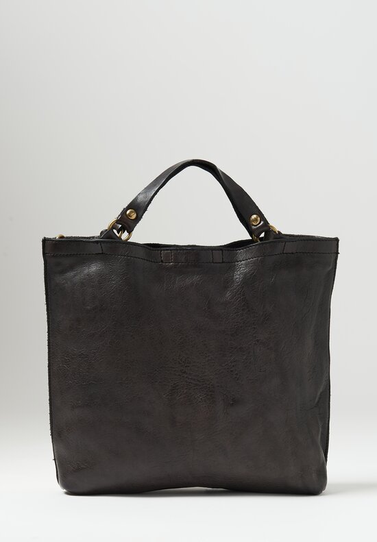 Campomaggi Leather Shopping Bag with Removable Shoulder Strap Grey	