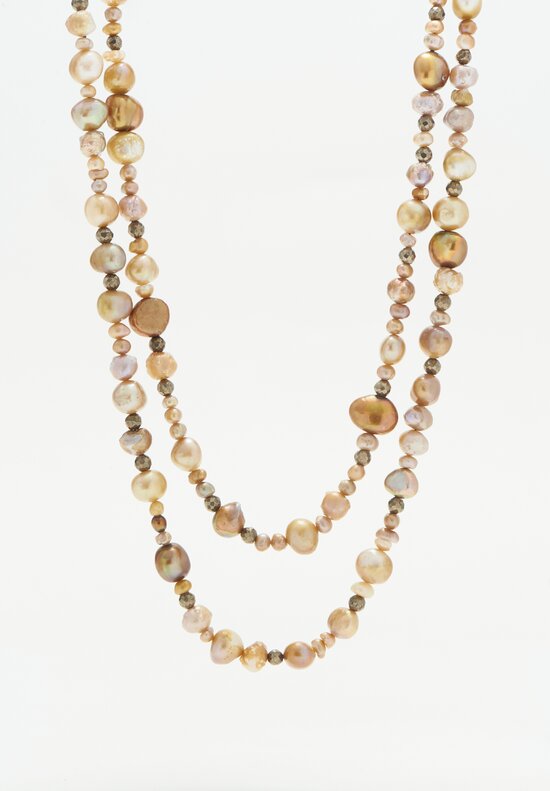 Karen Melfi 18K Pearl & Pyrite Pebble Necklace	