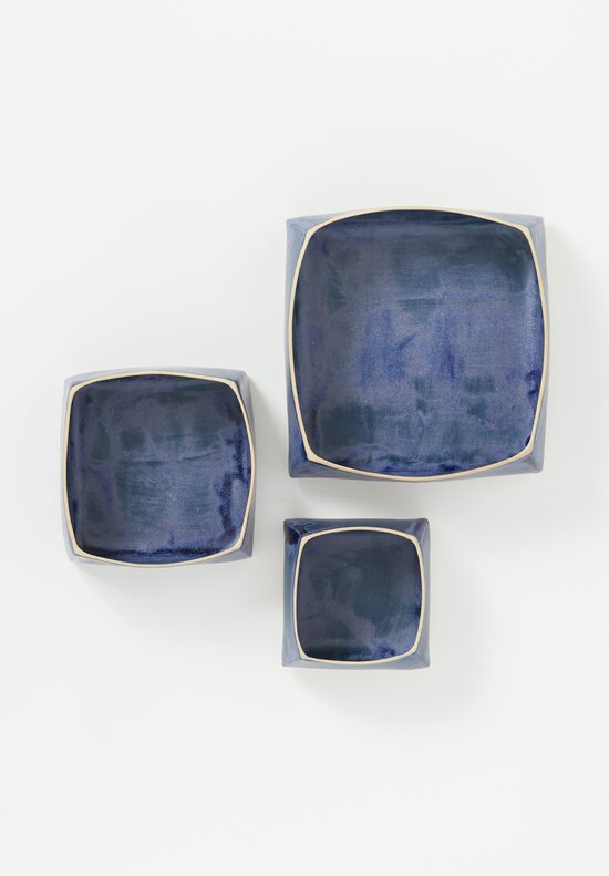 Laurie Goldstein Set of 3 Square Nesting Bowls Blue	