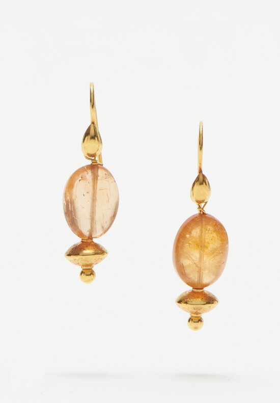 Greig Porter 18K, Unfaceted Imperial Topaz Earrings	