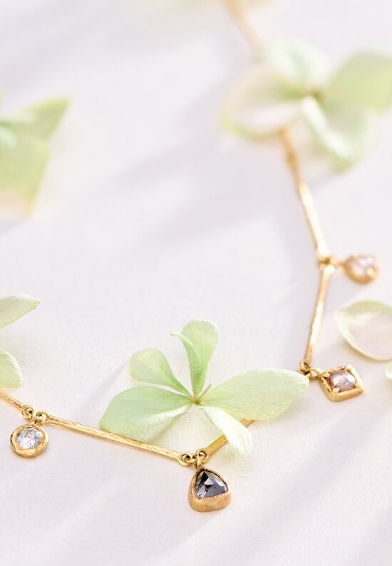 Yasuko Azuma 18K Natural Diamond Bar Necklace 16 Inch	