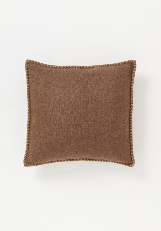 Alonpi Blanket Stitched Cashmere ''Luberon'' Pillow in Dark Brown Tan	