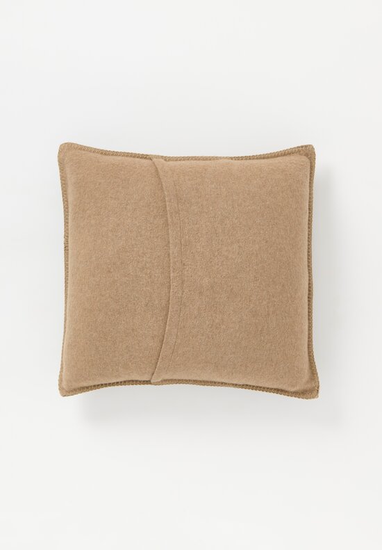 Alonpi Blanket Stitched Cashmere ''Luberon'' Pillow in Dark Brown Tan	