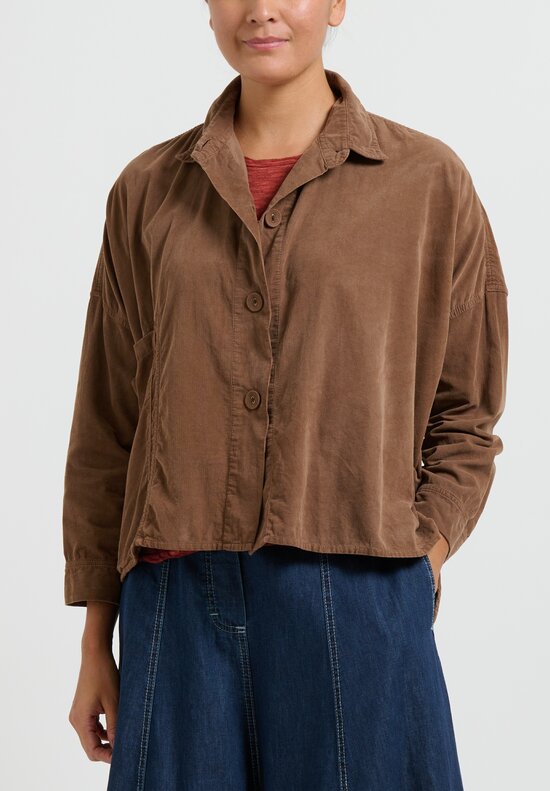 Gilda Midani Corduroy Shirt in Rust Brown	