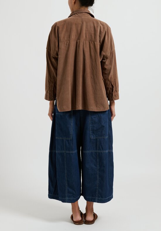 Gilda Midani Corduroy Shirt in Rust Brown	
