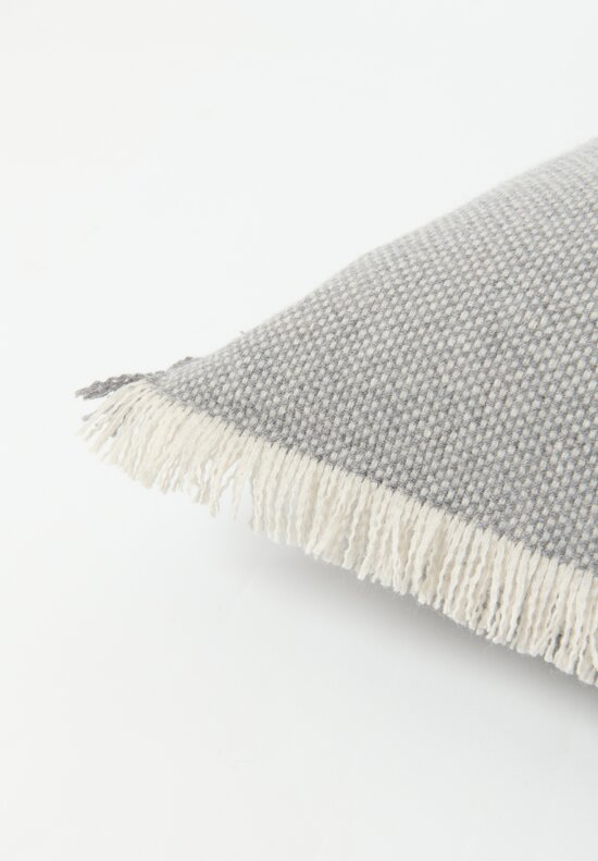 Alonpi Cashmere Fringed Fodera Pillow in Grey and White	