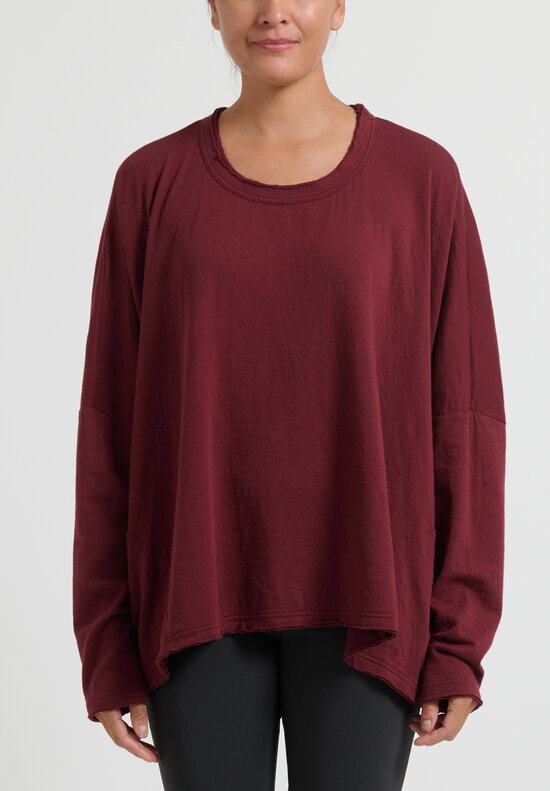 Rundholz Black Label Oversized Cotton Wool Long Sleeve T-Shirt	in Wine Red